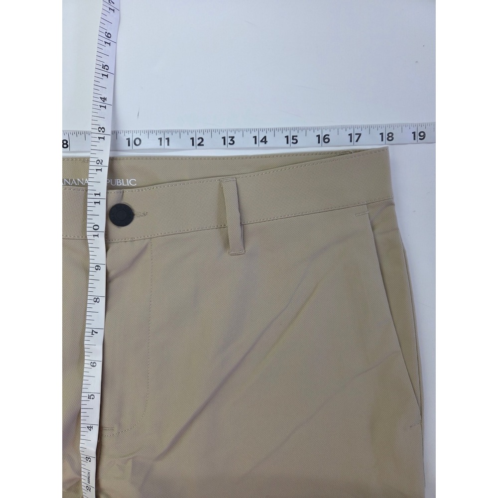 Banana Republic Mens Flat Front Performance Pants Tan Beige 34x34 (36x34) NEW - Picture 3 of 11